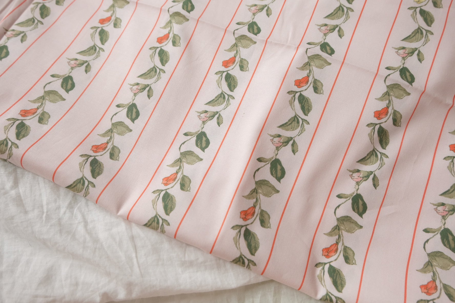 Blush Rose Stripe Cotton Poplin Fabric — 3.28 yd