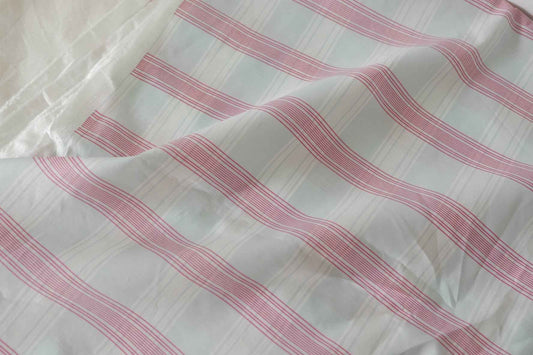 Powder Blue & Pink Striped Cotton Poplin Fabric – 2.2 y