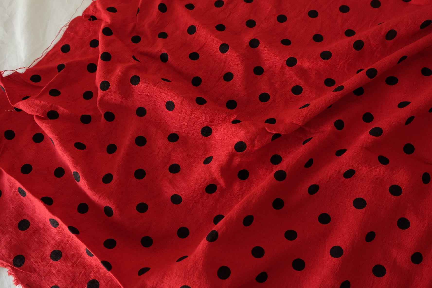 Red & Black Polka Dot Tencel Ramie Blend Fabric – 2.8 yd