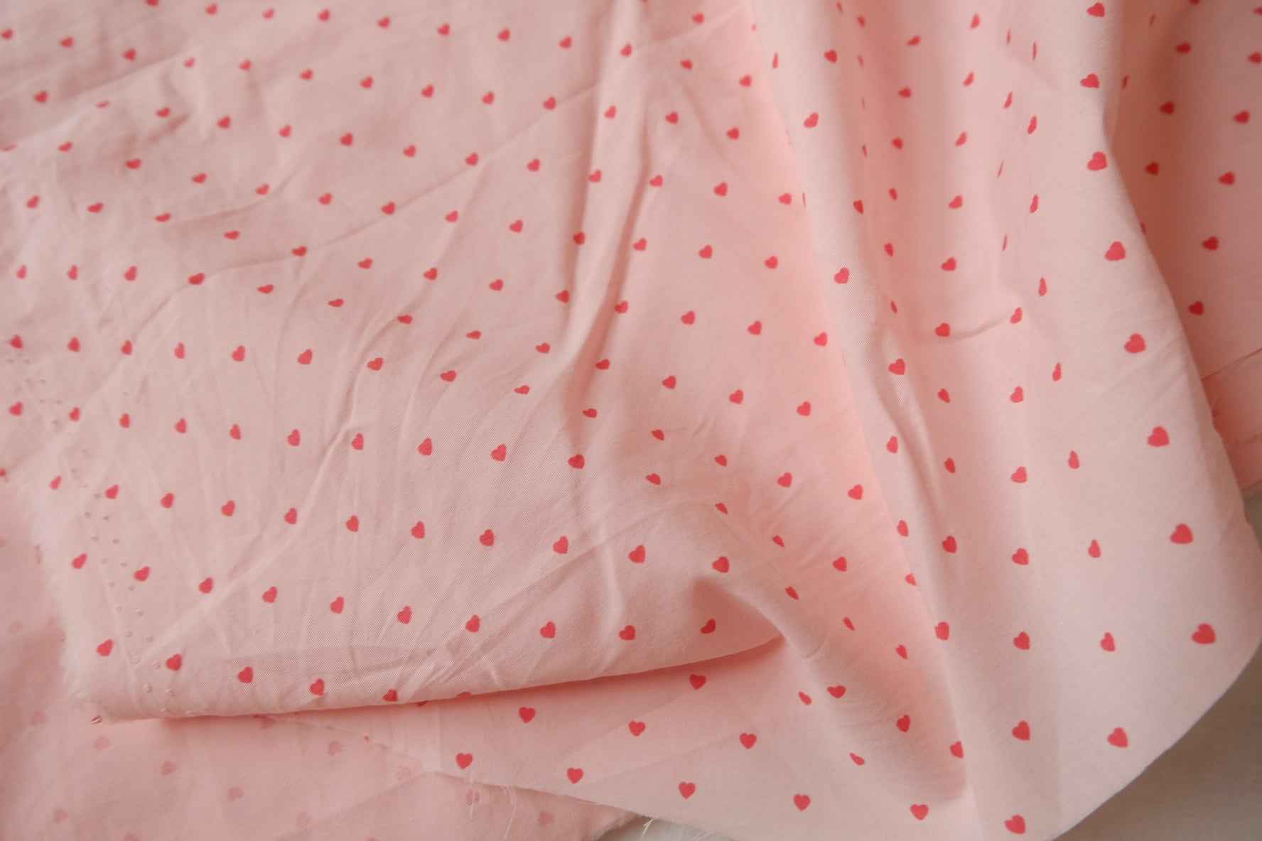 Pink Tiny Heart Cotton Poplin Fabric - 3.28 yd