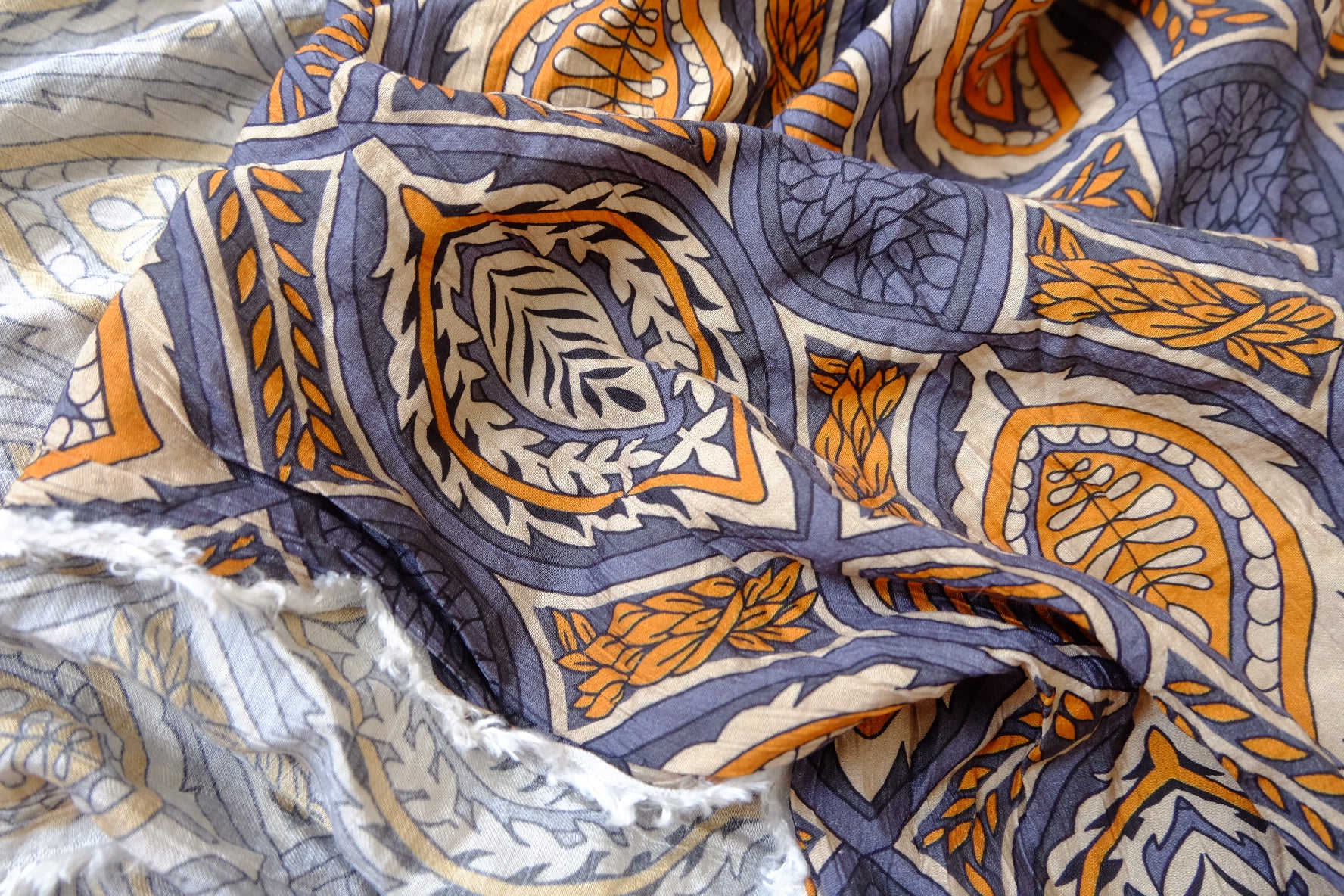 Dusty Blue Botanical Tencel Cotton, 2.7 Yards