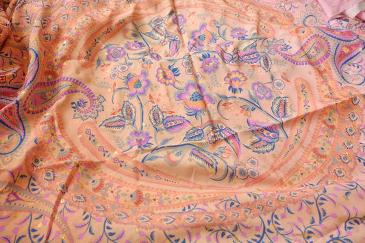 Metallic-Dotted Rayon Paisley Floral Panel Fabric - 1.75 yd