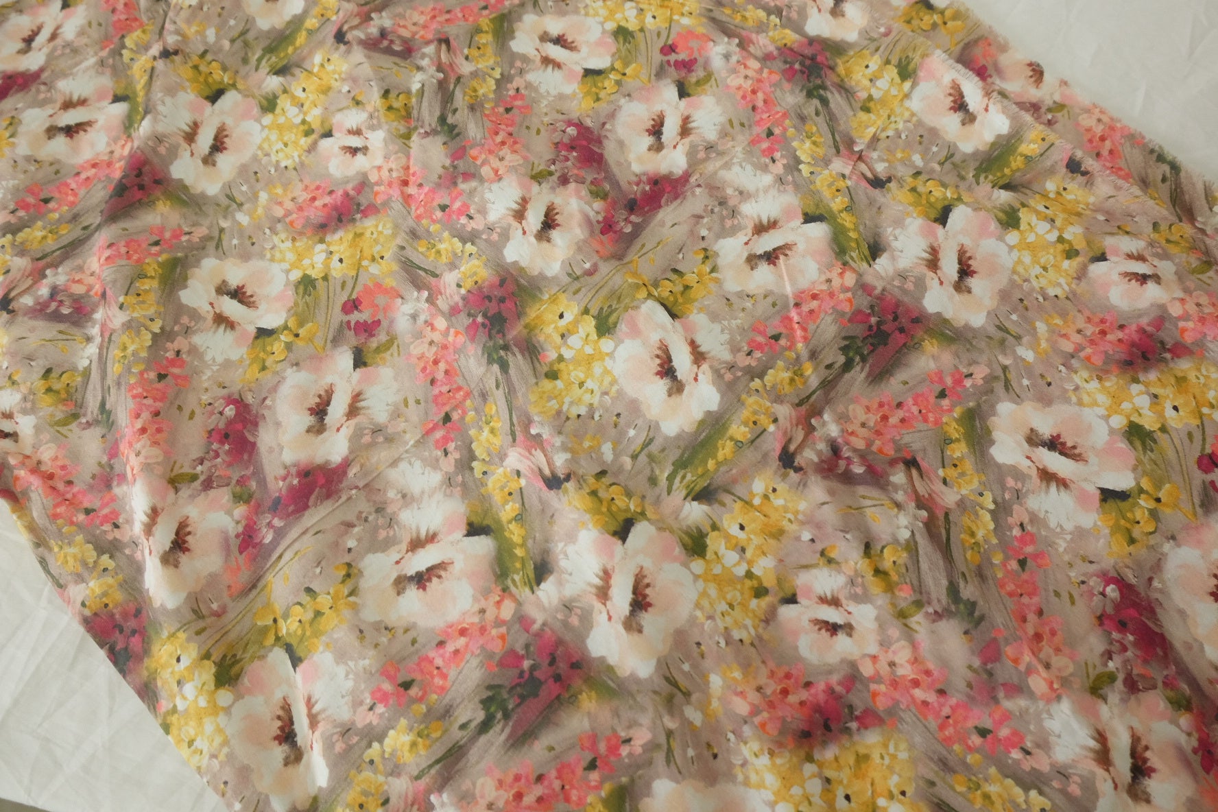 Painterly Meadow Floral Cotton Fabric - 3.8 yd