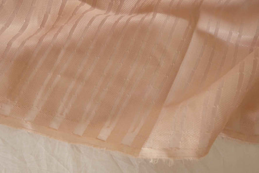 Sheer Silk Cotton Blend Jacquard Stripe Fabric – Soft Structured Drape 3.3 yds