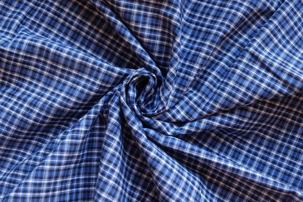 Indigo Heritage Yarn-Dyed Plaid Poly-Cotton Fabric – 2.2 yd