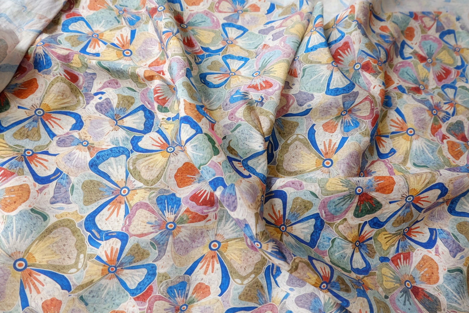 Colorful Abstract Floral Tencel-Nylon Fabric — 2.19 yd