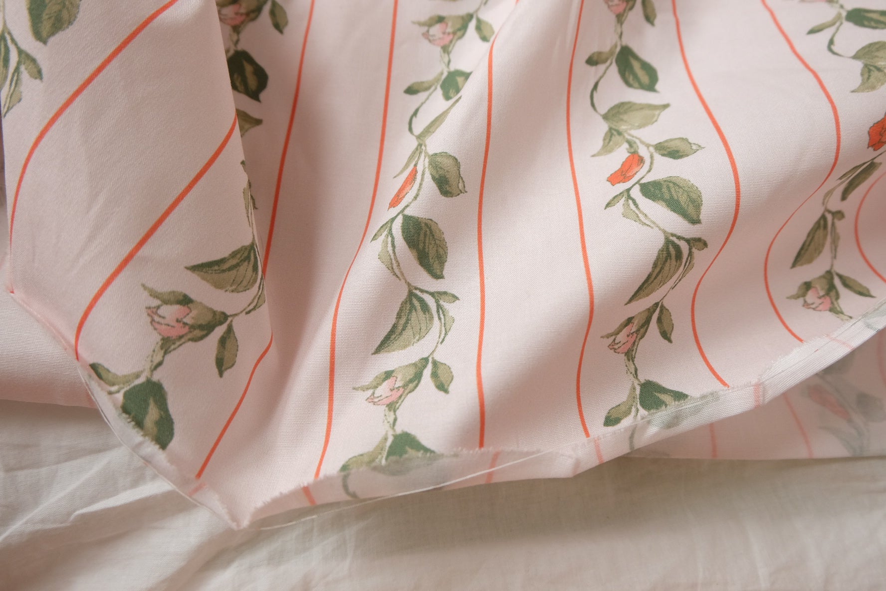 Blush Rose Stripe Cotton Poplin Fabric — 3.28 yd