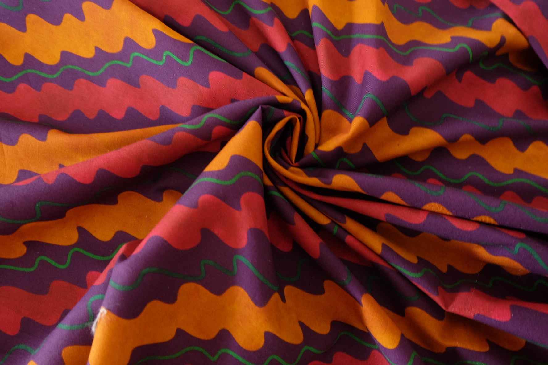 Retro Psychedelic Wave Stripe Cotton Fabric-2.2 yd