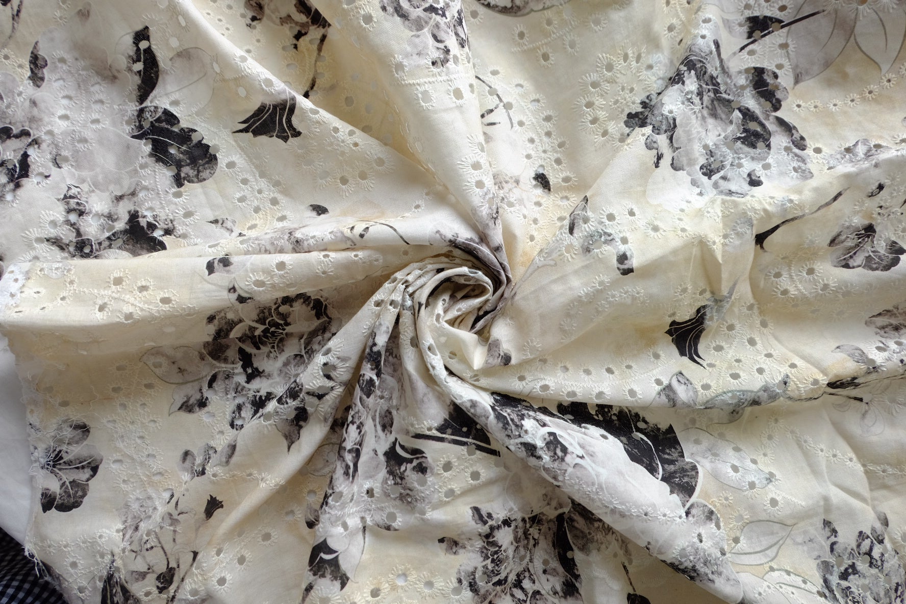 Ivory Floral Eyelet Cotton – 1.6 yd