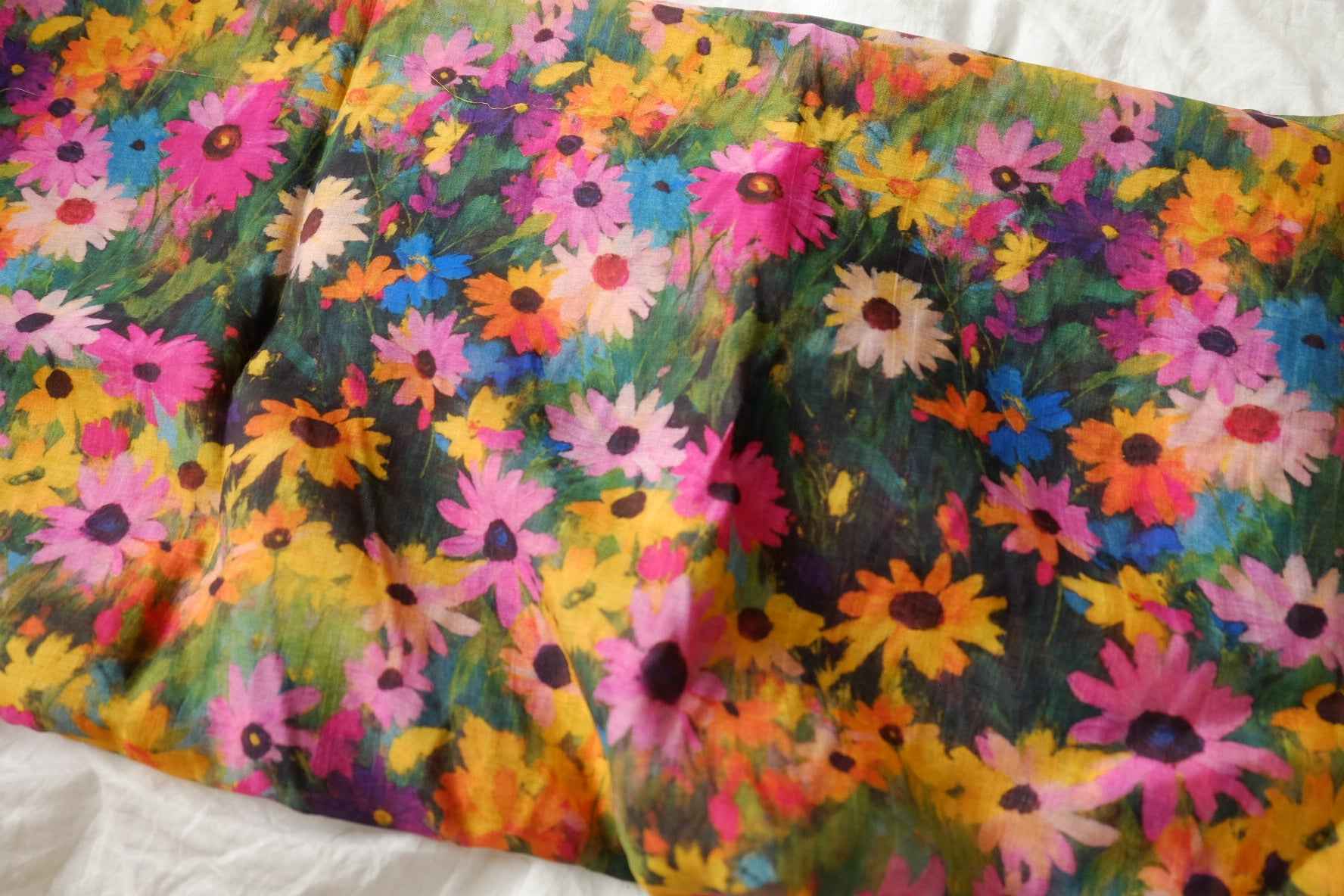 Colorful Daisy Tencel-Cotton Fabric - 2.52 yd