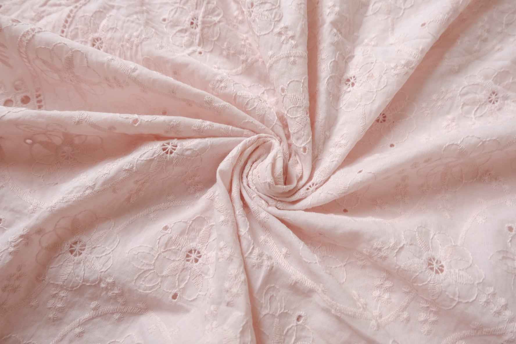 Blush Cotton Eyelet Embroidery Fabric - 2.19 yd