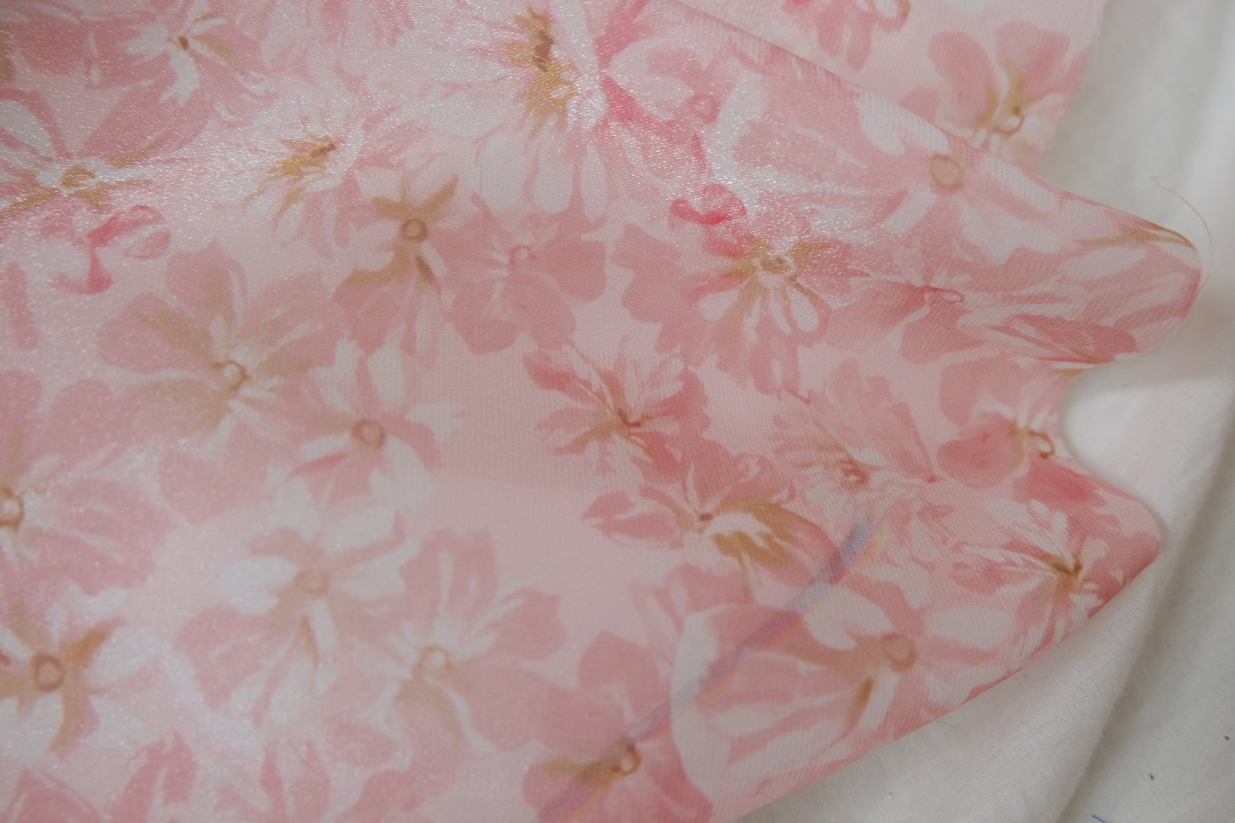 Shimmer Pink Floral Chiffon, 3.28 Yards