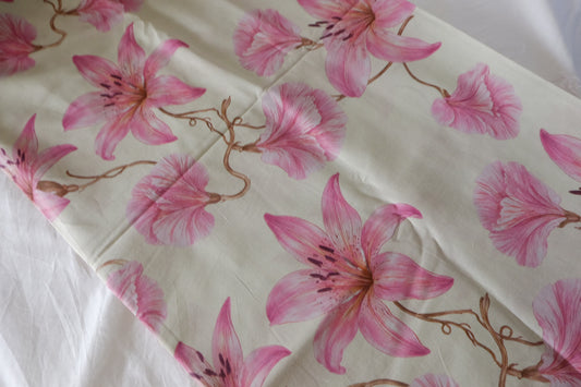 Pink Lily Floral Silky Cotton Lawn Fabric – 3.3 yd