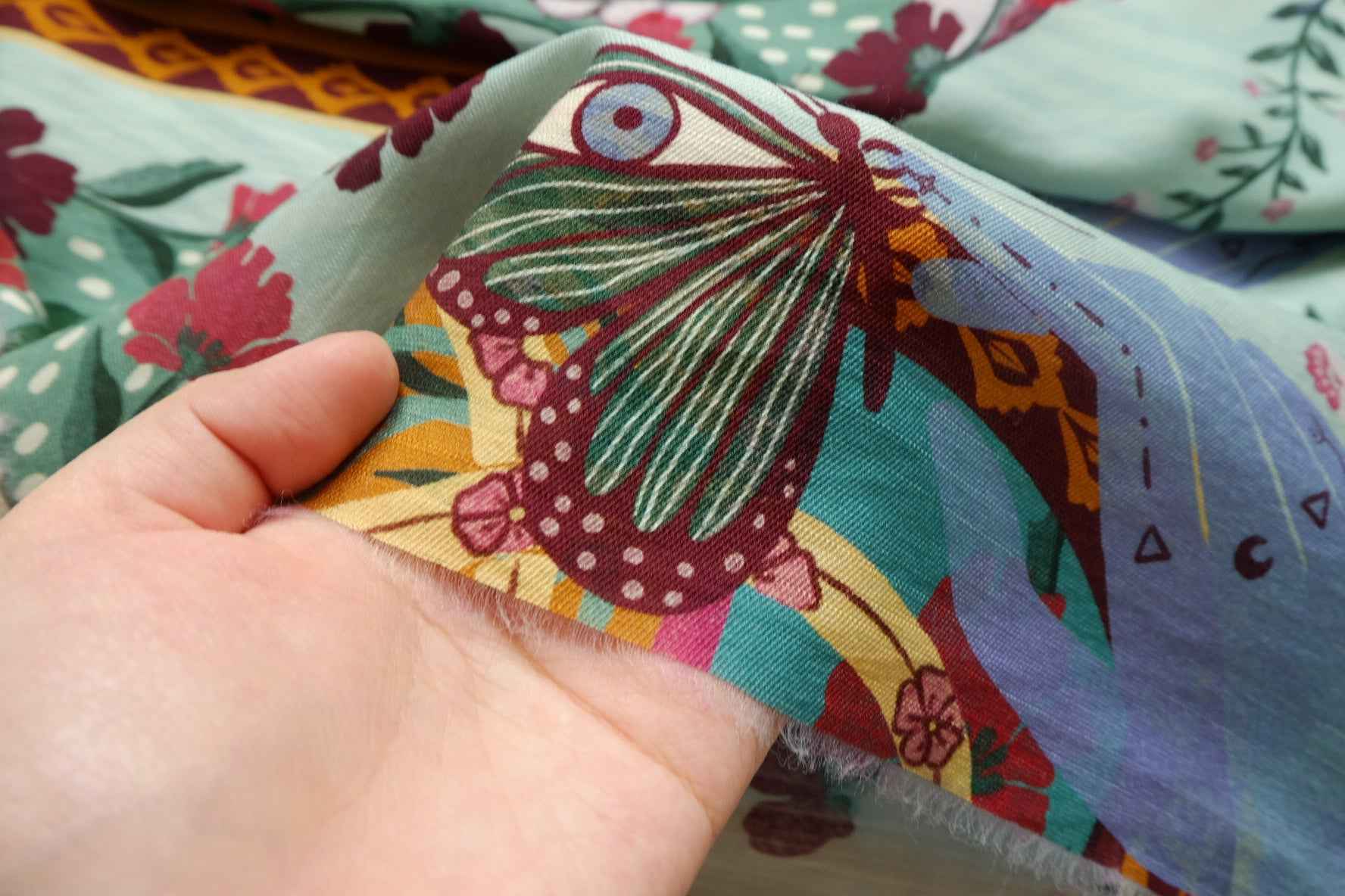 Storybook Tiger & Shell Lyocell Linen Blend Fabric, Soft Cool Dress Weight, 3.28 Yards