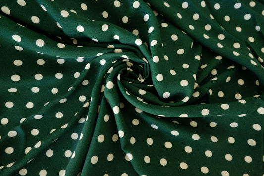 Green Polka Dot Soft Matte Rayon Fabric – 1.6 yd