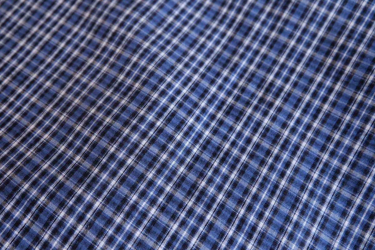 Indigo Heritage Yarn-Dyed Plaid Poly-Cotton Fabric – 2.2 yd