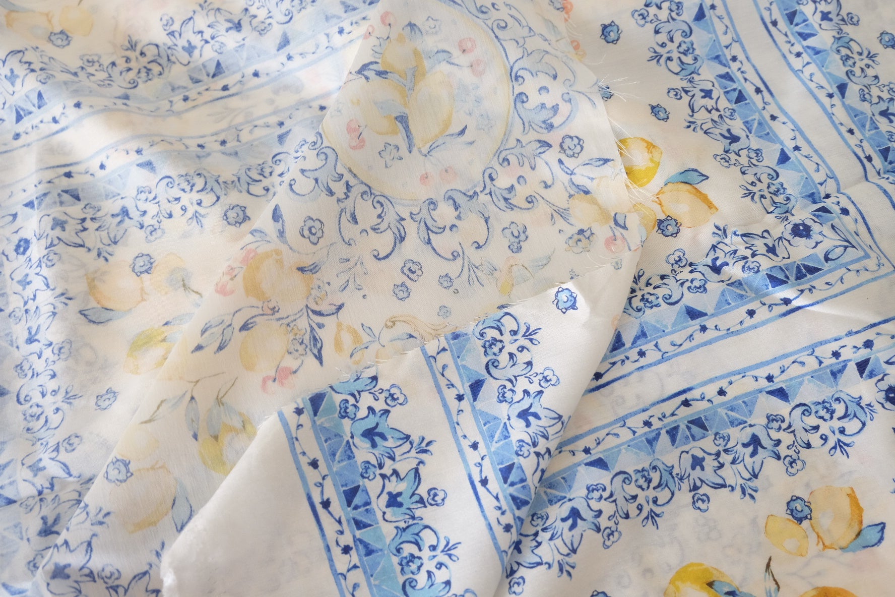 Blue Lemon Tencel Cotton Fabric  – 3.3 yd Cu
