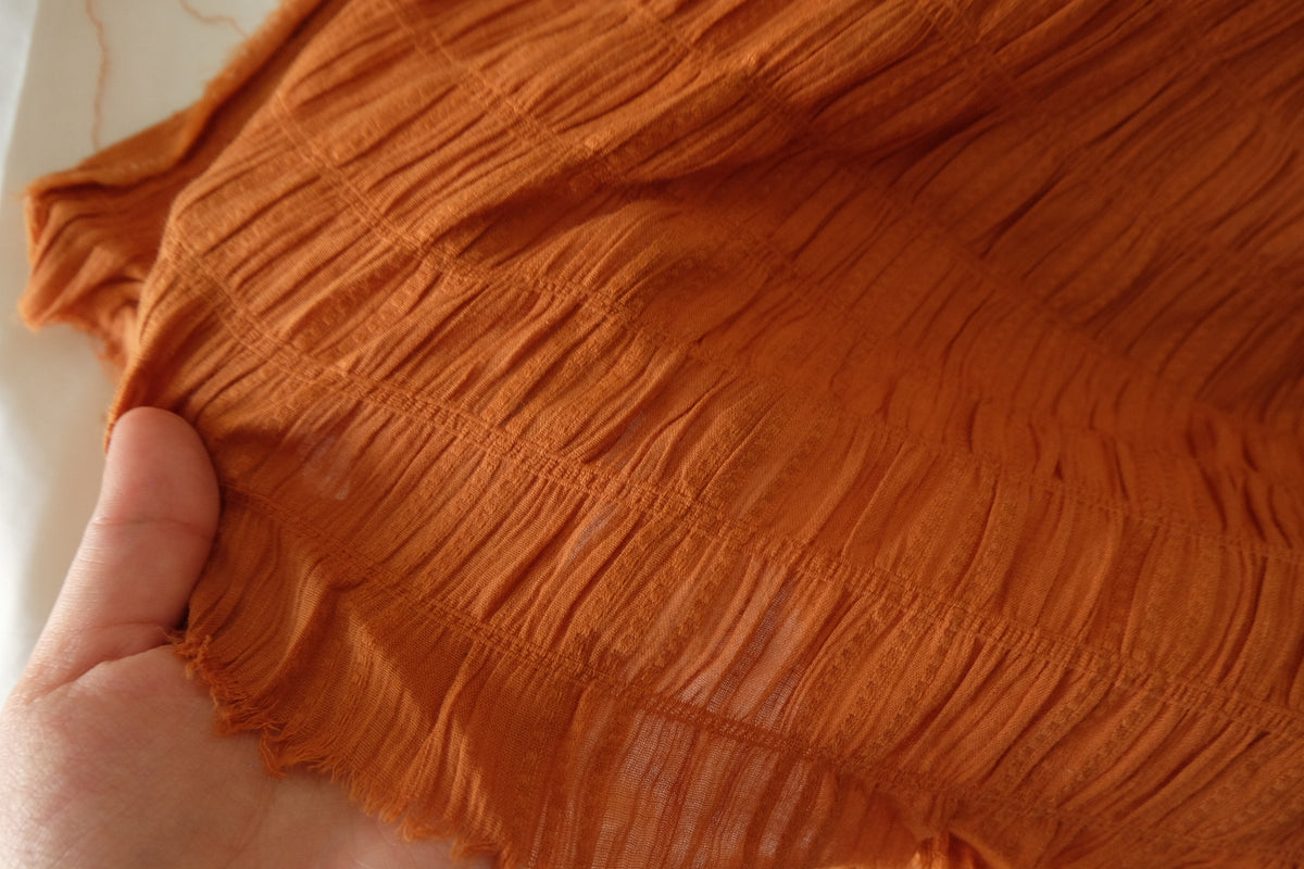 Burnt Orange Crinkle Cotton – 1.6 yd