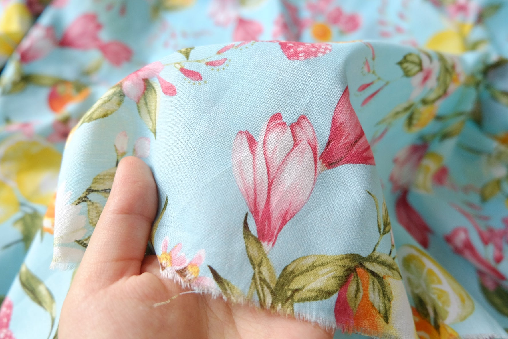 Lemon Garden Cotton Voile Fabric 3.3 Yards