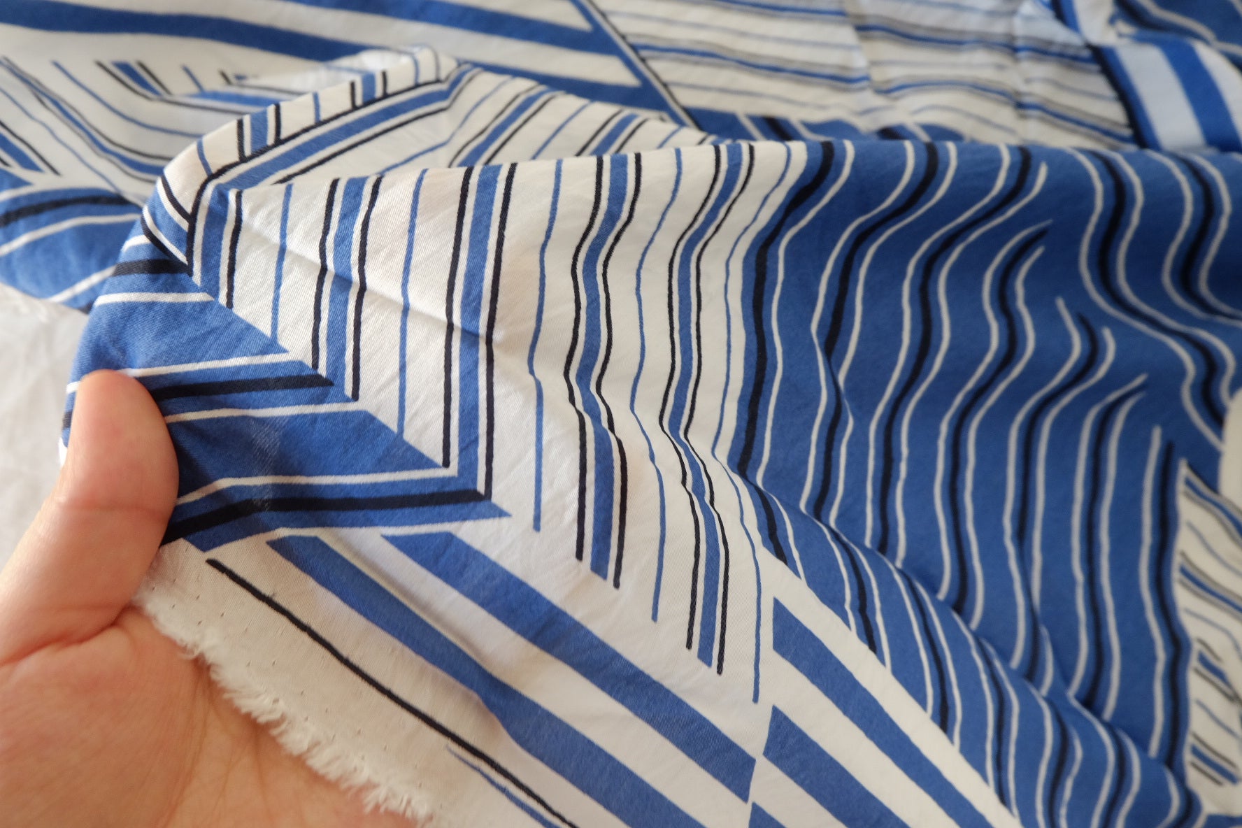 Blue Stripe Tencel Cotton Fabric – 2.2 yd