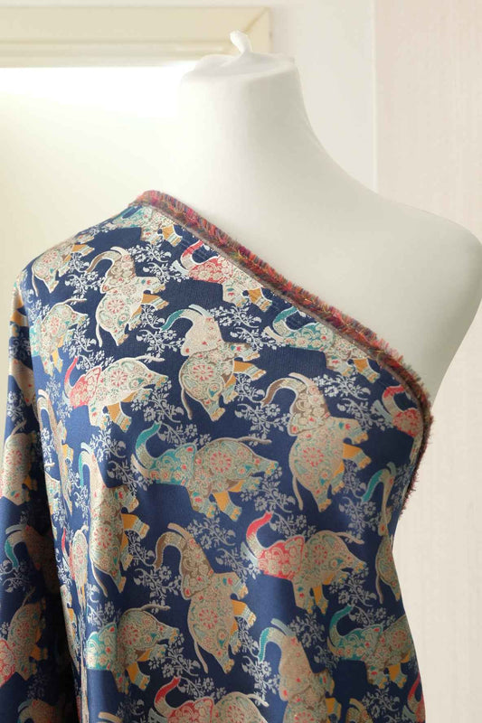 Elephant Jacquard Brocade Fabric for Vests and Cheongsam-Inspired Dresses, 2.19 Yards
