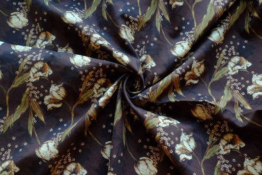 Midnight Botanical Floral Double-Layer Cotton Poplin – 2.19 yd