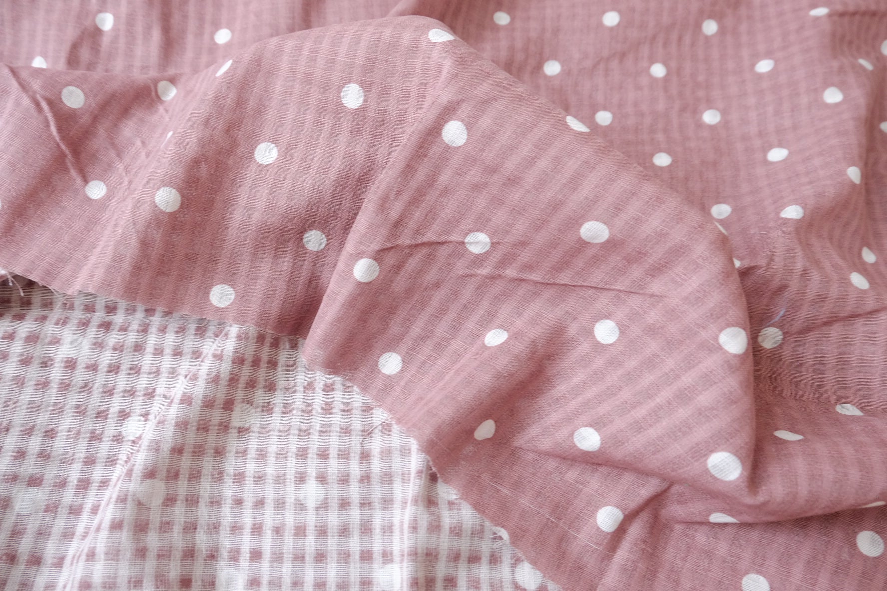 Dusty Rose Polka Dot Cotton Linen, 2.2 Yards