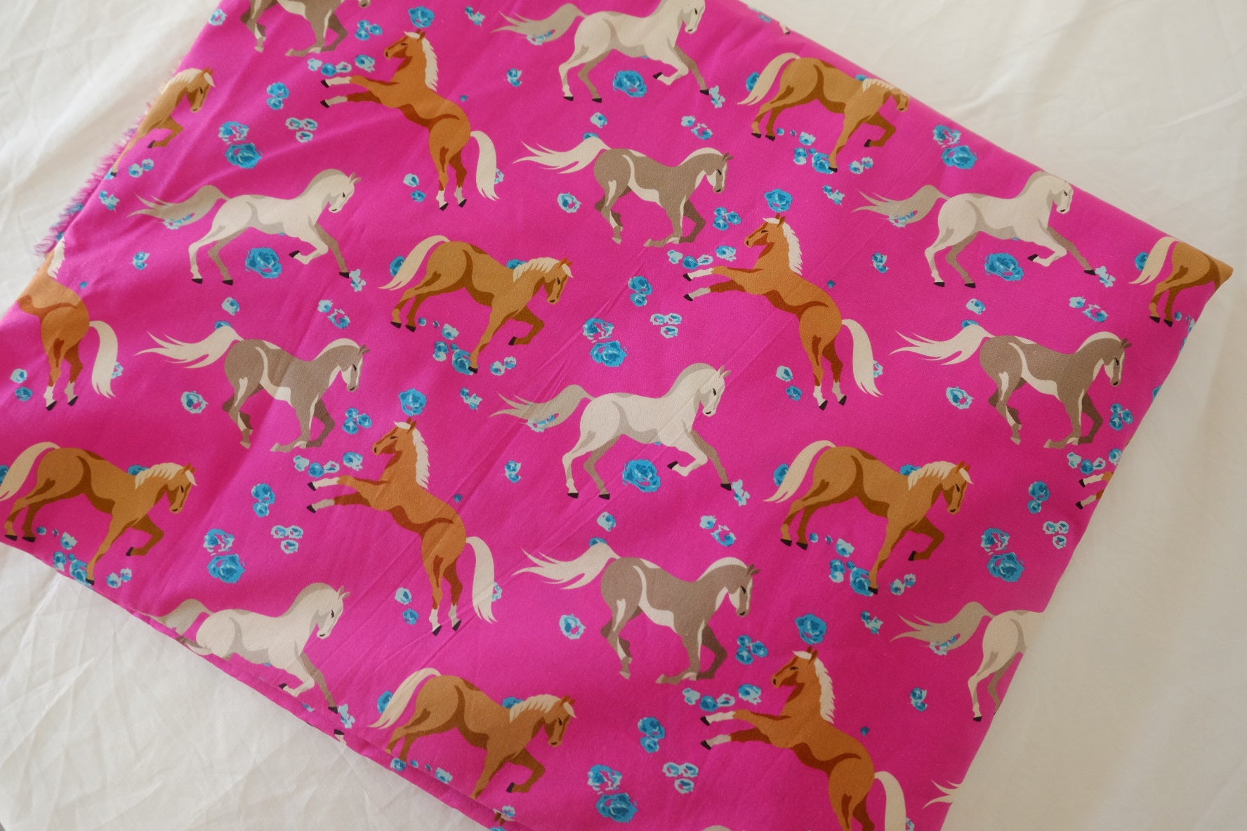 Pink Horse Cotton Poplin Fabric – 2.2 yd