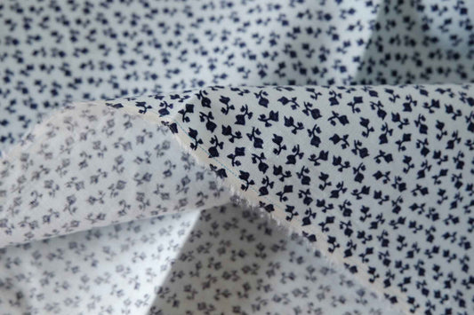 Navy Mini Floral Cotton Linen Fabric – 2.2 yd