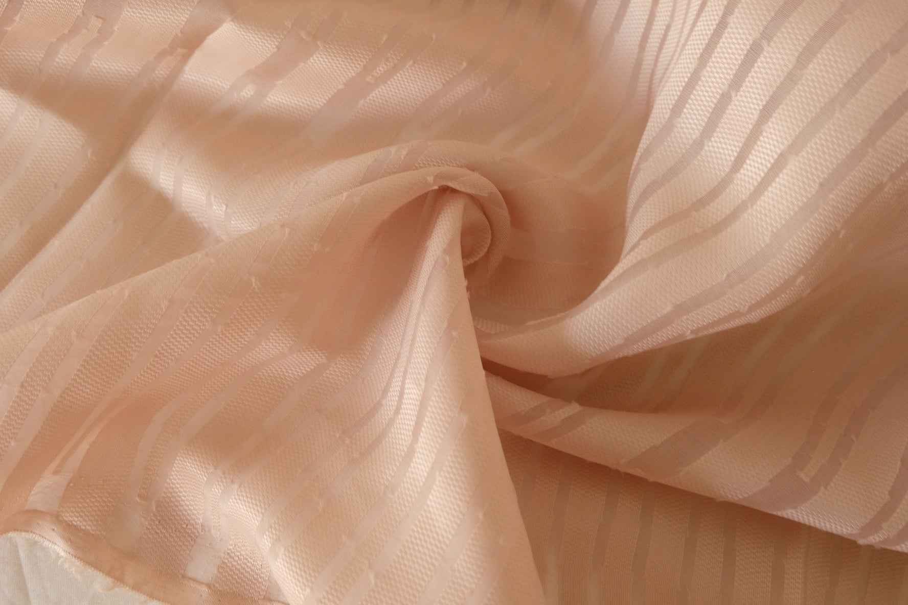 Sheer Silk Cotton Blend Jacquard Stripe Fabric – Soft Structured Drape 3.3 yds