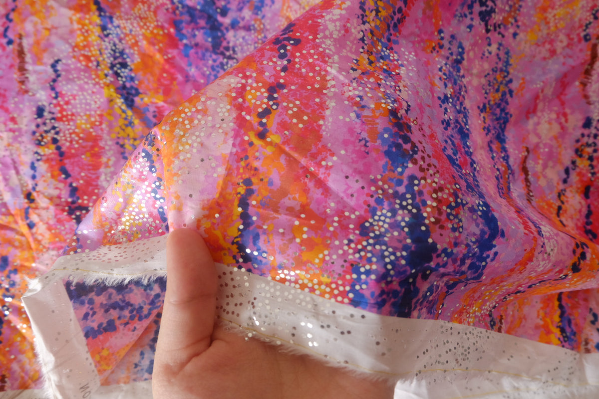 Pink Stardust Foil Cotton Lawn – 1 yd