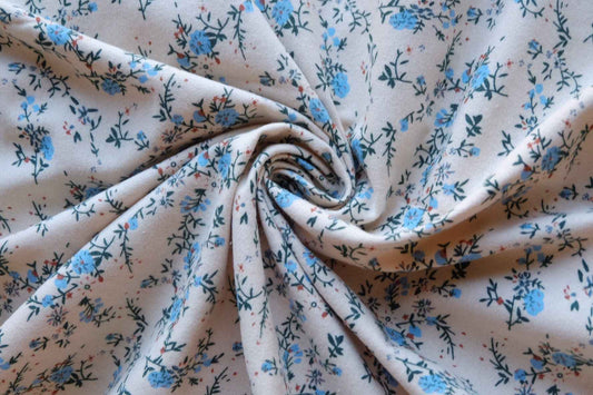Vintage Blue Ditsy Floral Brushed Double-Layer Cotton Linen – 2.19 yd