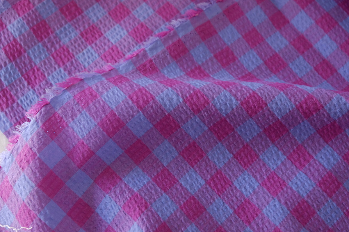 Berry Gingham Cotton Seersucker – 2.2 yd