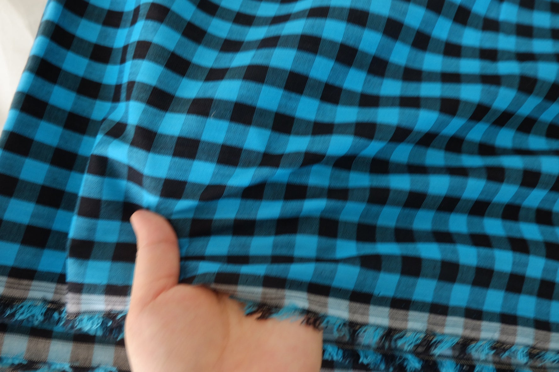 Electric Blue Yarn-Dyed Cotton Gingham – 3.3 yd