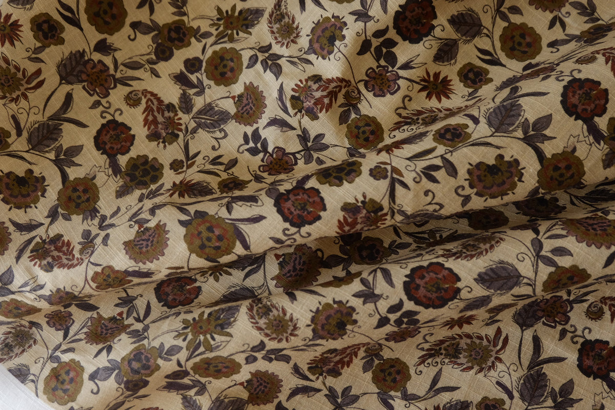 Vintage Woodland Blooms – Cotton Linen Fabric | 3.3 Yards