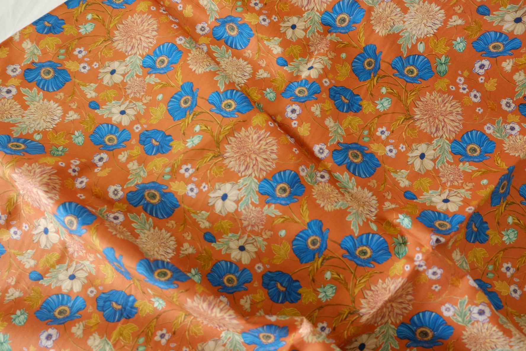 Vintage Blue Floral Cotton Lawn Fabric – 2.8 yd