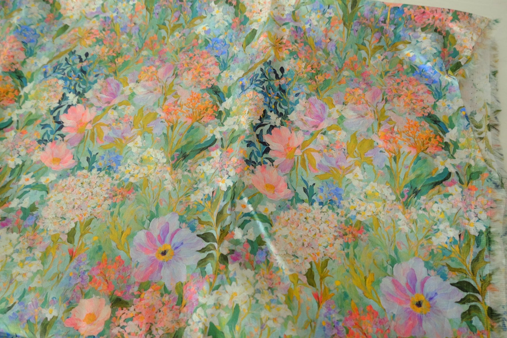 Watercolor Garden Cotton Sateen Fabric - 2.2 yd
