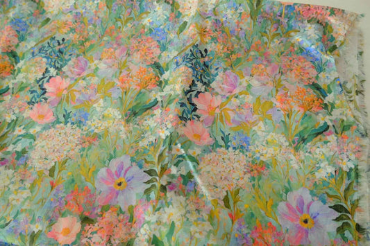 Watercolor Garden Cotton Sateen Fabric - 2.2 yd