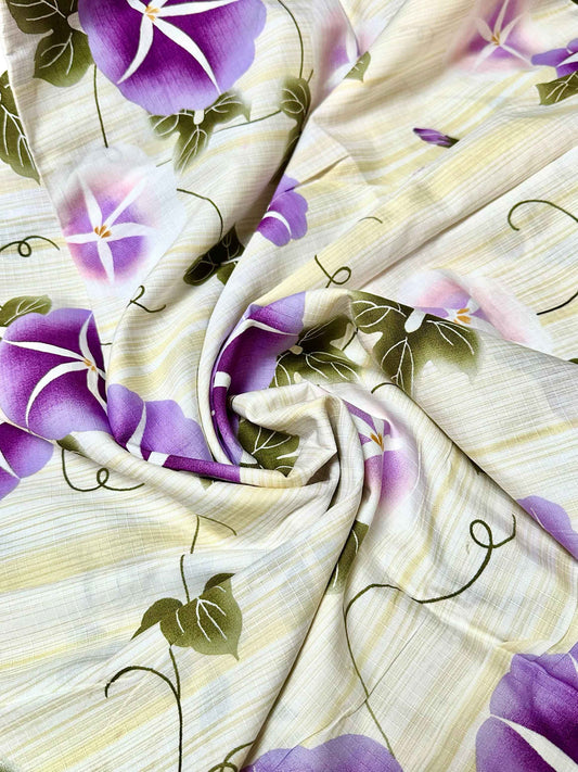 Japanese Morning Glory Slub Cotton Fabric - 1.64 yd