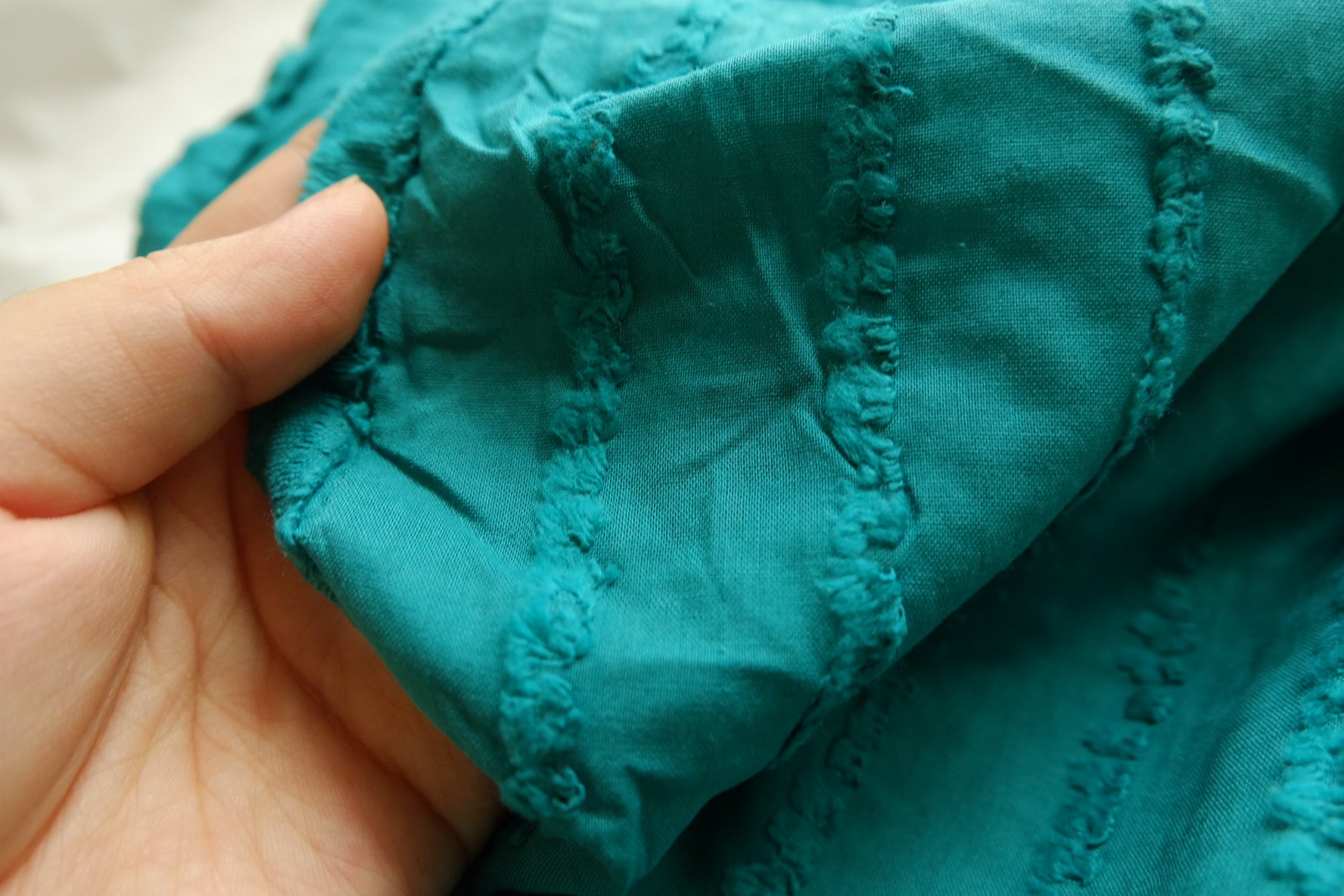 Deep Teal Clip-Textured Cotton – 1.6 yd