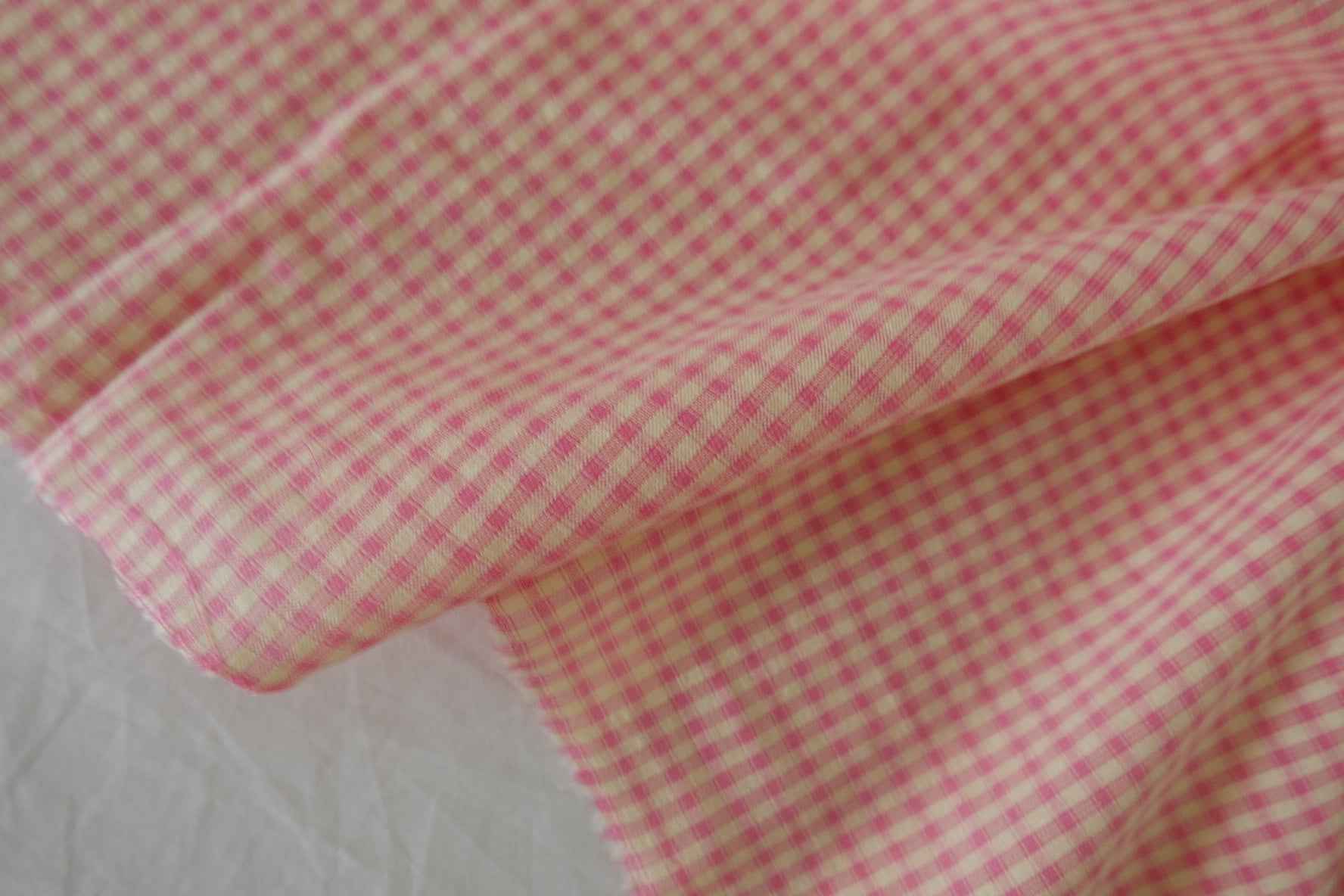 Pink Gingham Yarn Dyed Cotton Fabric – 2.2 yd