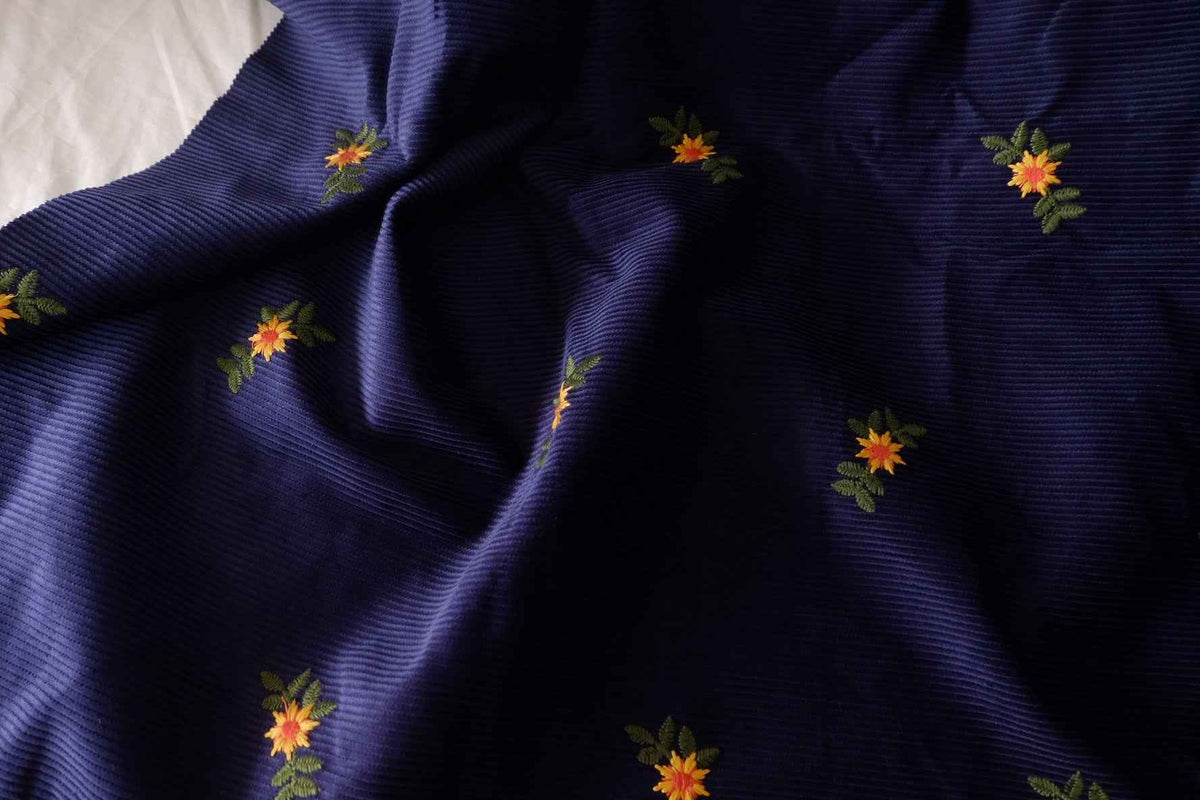 Embroidered Floral Cotton Corduroy — 1.64 yd