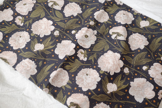 Midnight Peony Star Cotton Lawn — 1.64 yd