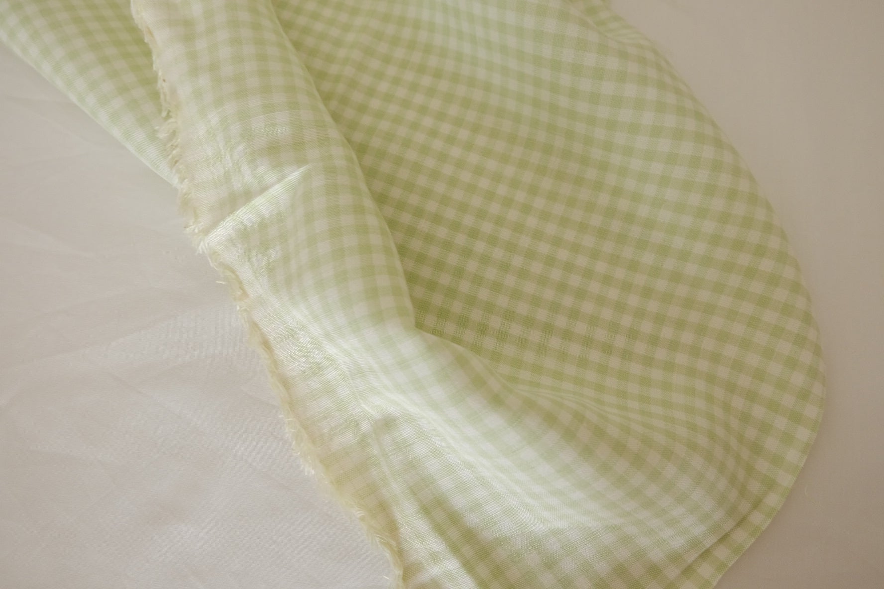 Sage Green Gingham Linen Cotton Blend Fabric – 2.2 yd