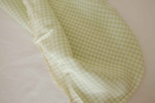 Sage Green Gingham Linen Cotton Blend Fabric – 2.2 yd