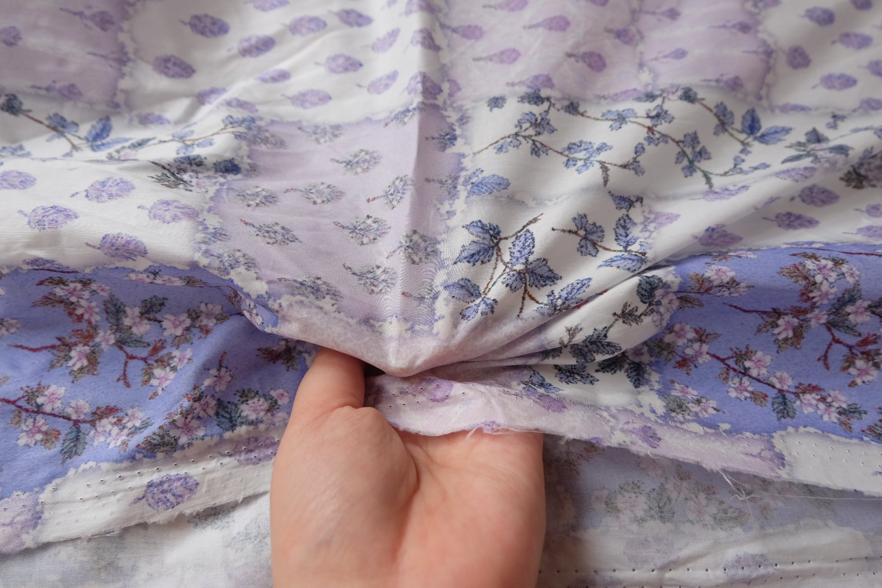 Patchwork Floral Cotton Lawn, Soft Lilac Mix, 4.7 Yards
