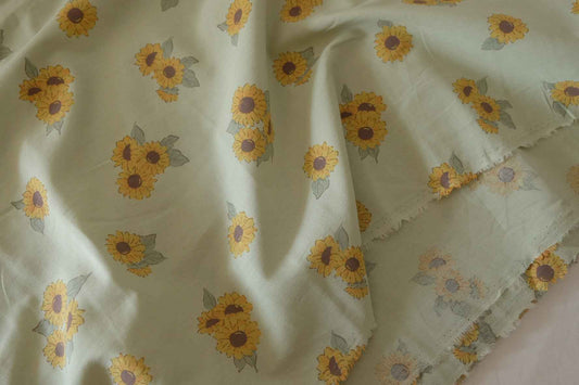 Sweet Sunflower Floral Cotton Fabric – Soft Cotton – 1.6 yd/2.2 yd