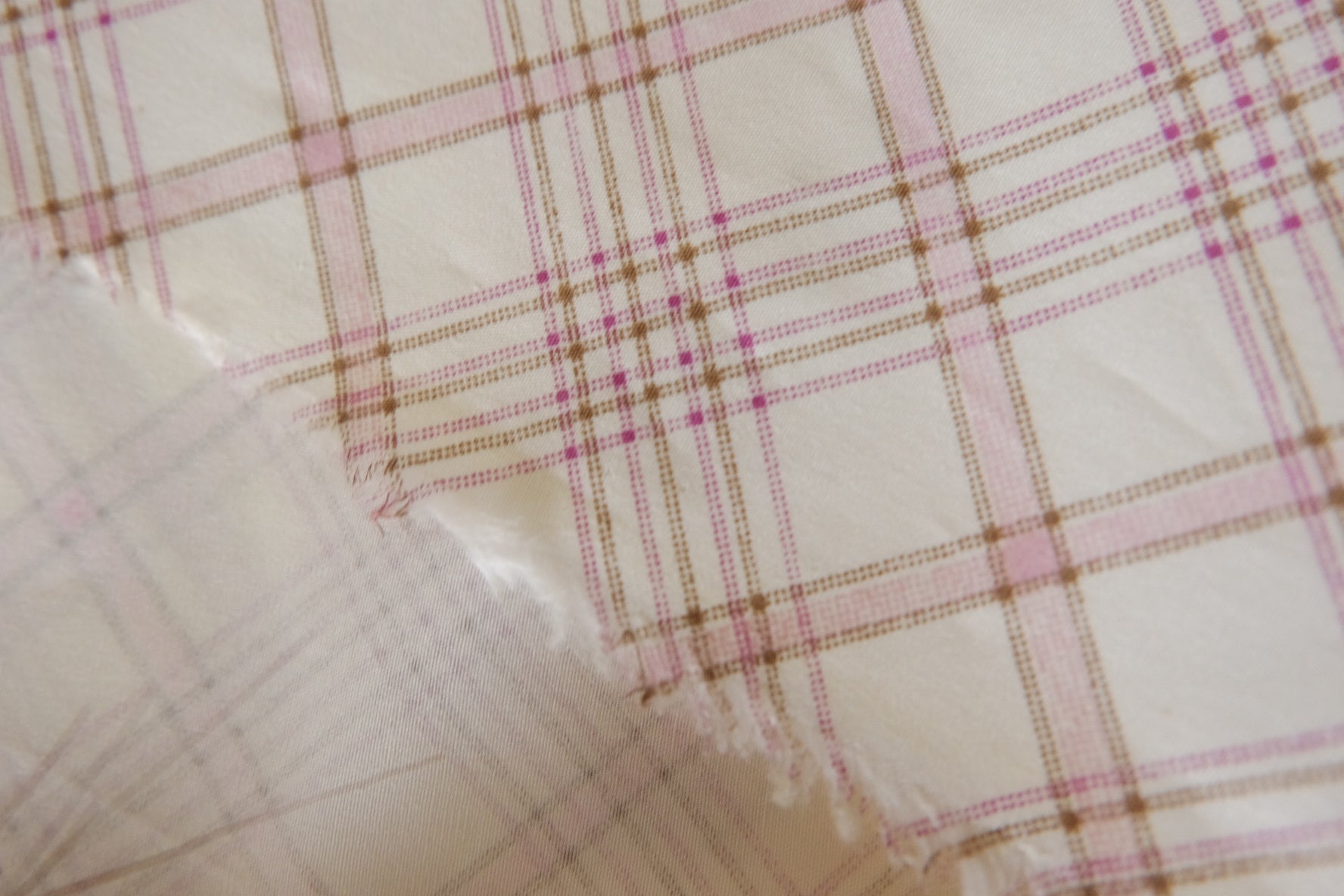 Pink Plaid Structured Cotton Fabric – 1.6 yd
