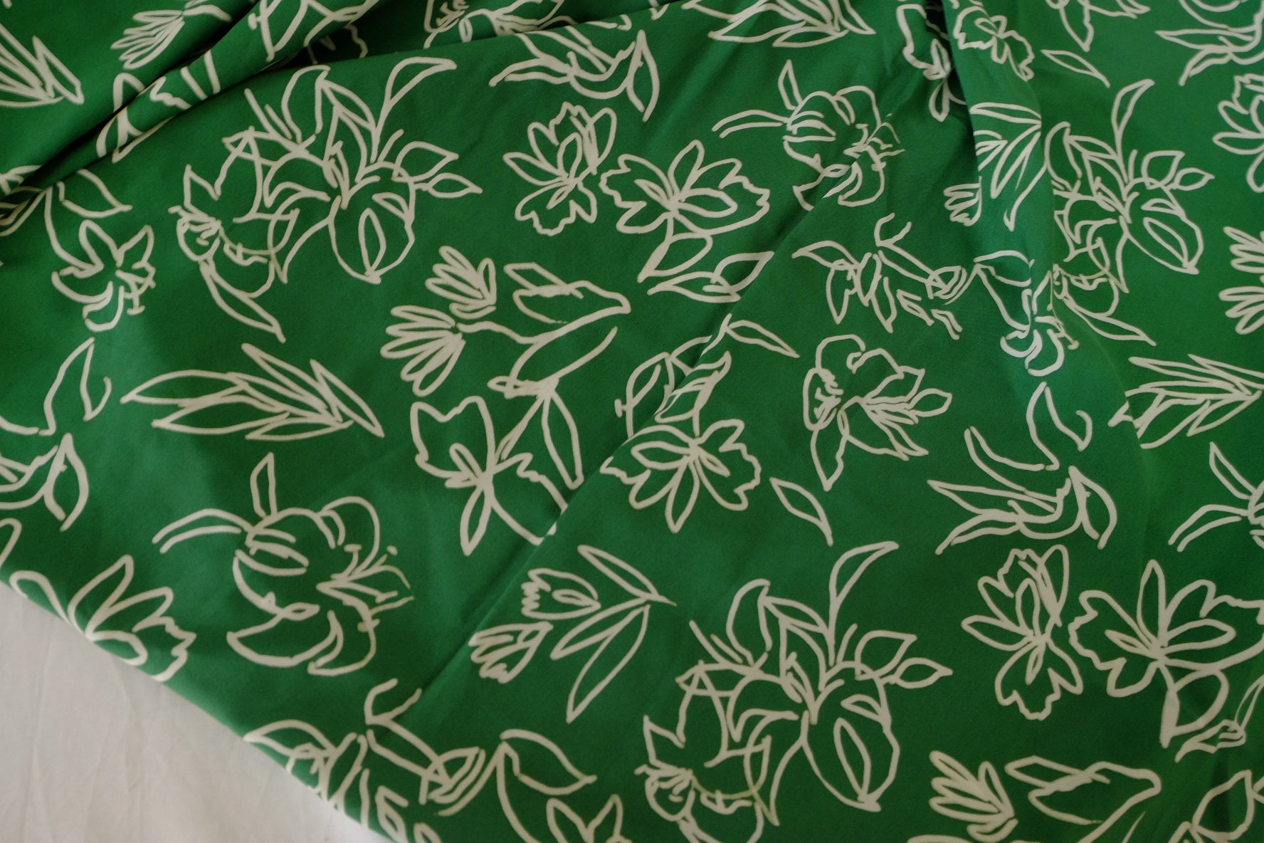 White Line Floral Rayon Challis Fabric – 3.3 yd