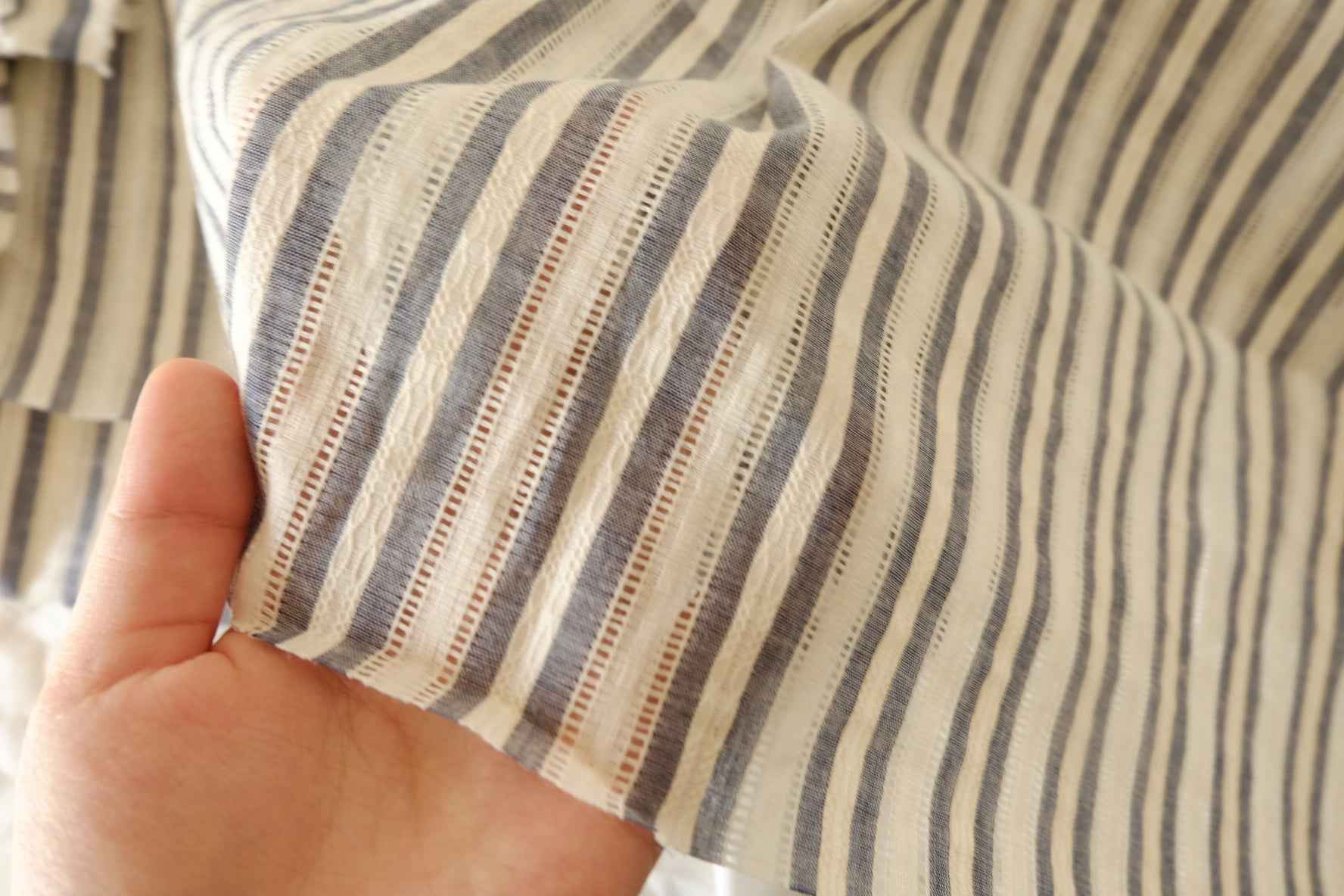 Blue Stripe Openwork Cotton Jacquard – 1.64 yd